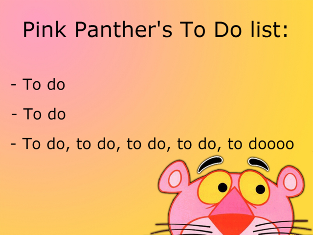 粉红色豹的待办事项清单。