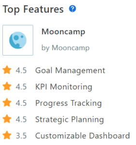 Mooncamp - Capterra顶级功能评级
